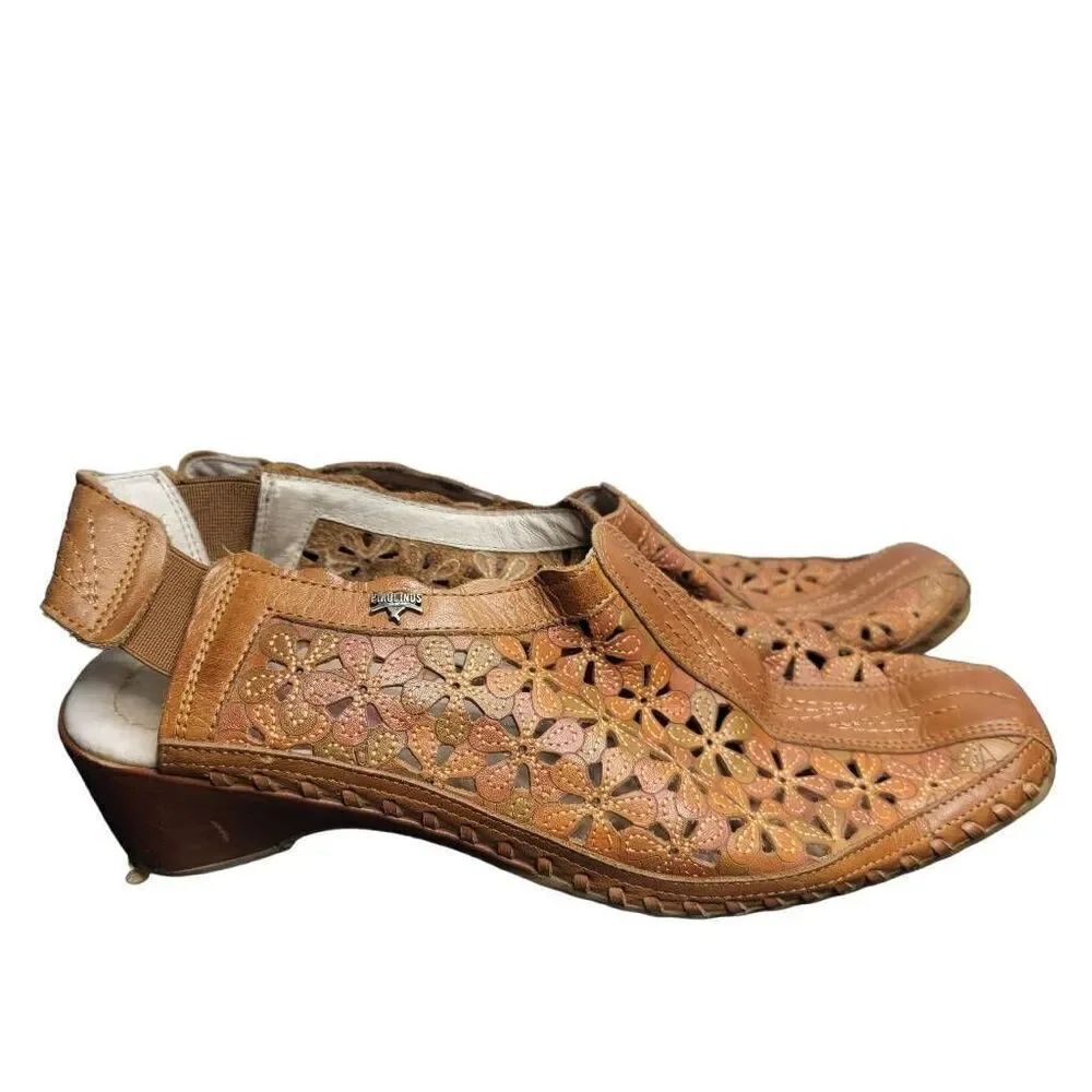 Pikolinos Romana Slingbacks Brown Flower Cutout Sz 39